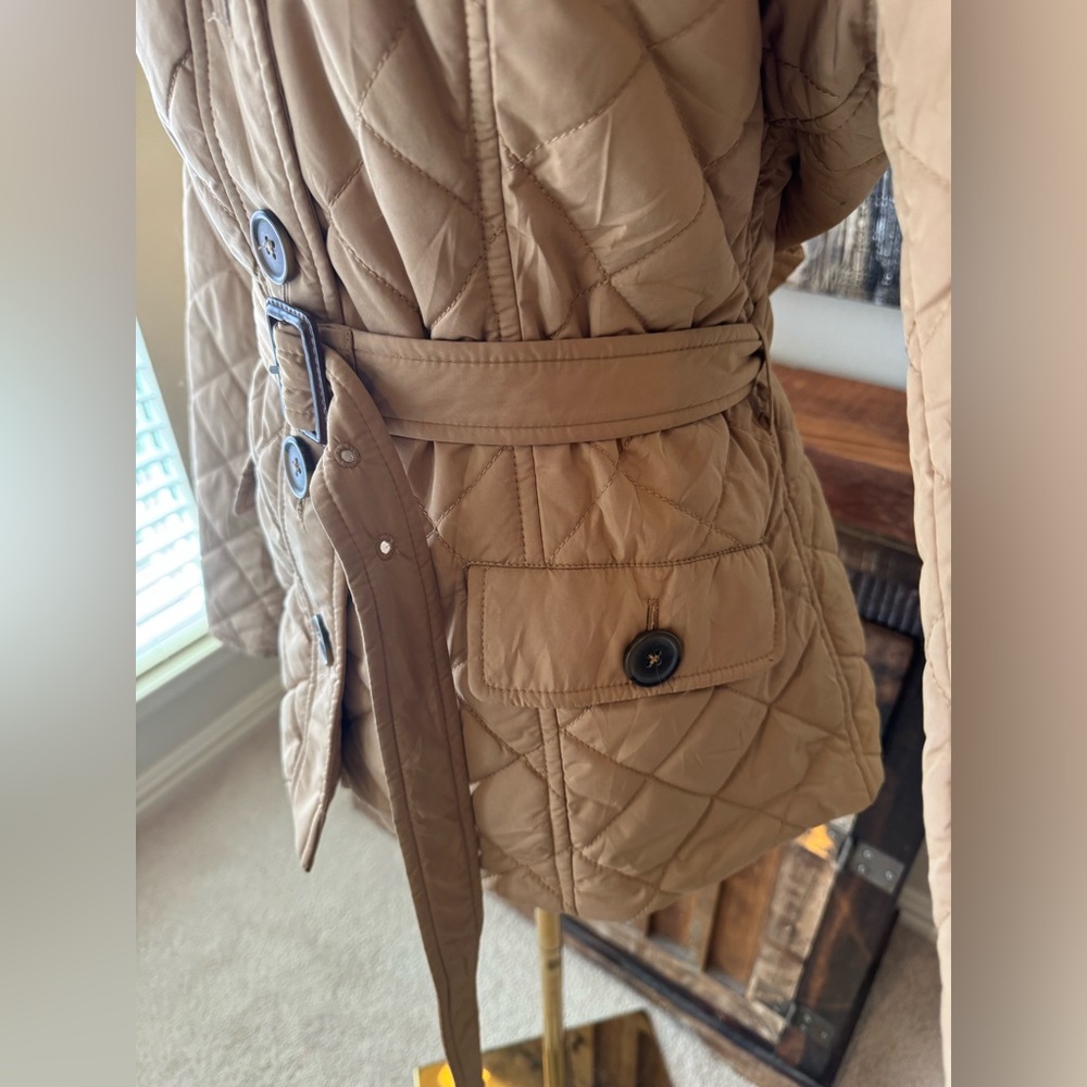 Tommy Hilfiger Tan Quilted Jacket with Brown Faux Fur Collar - size L - Picture 6 of 11